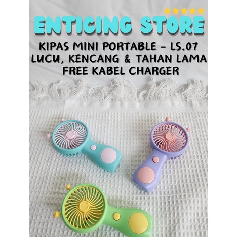 TERBUKTI KIPAS ANGIN MINI PORTABLE GENGGAM MOTIF LUCU FAN MINI USB CAS KENCANG TAHAN LAMA PREMIUM QU