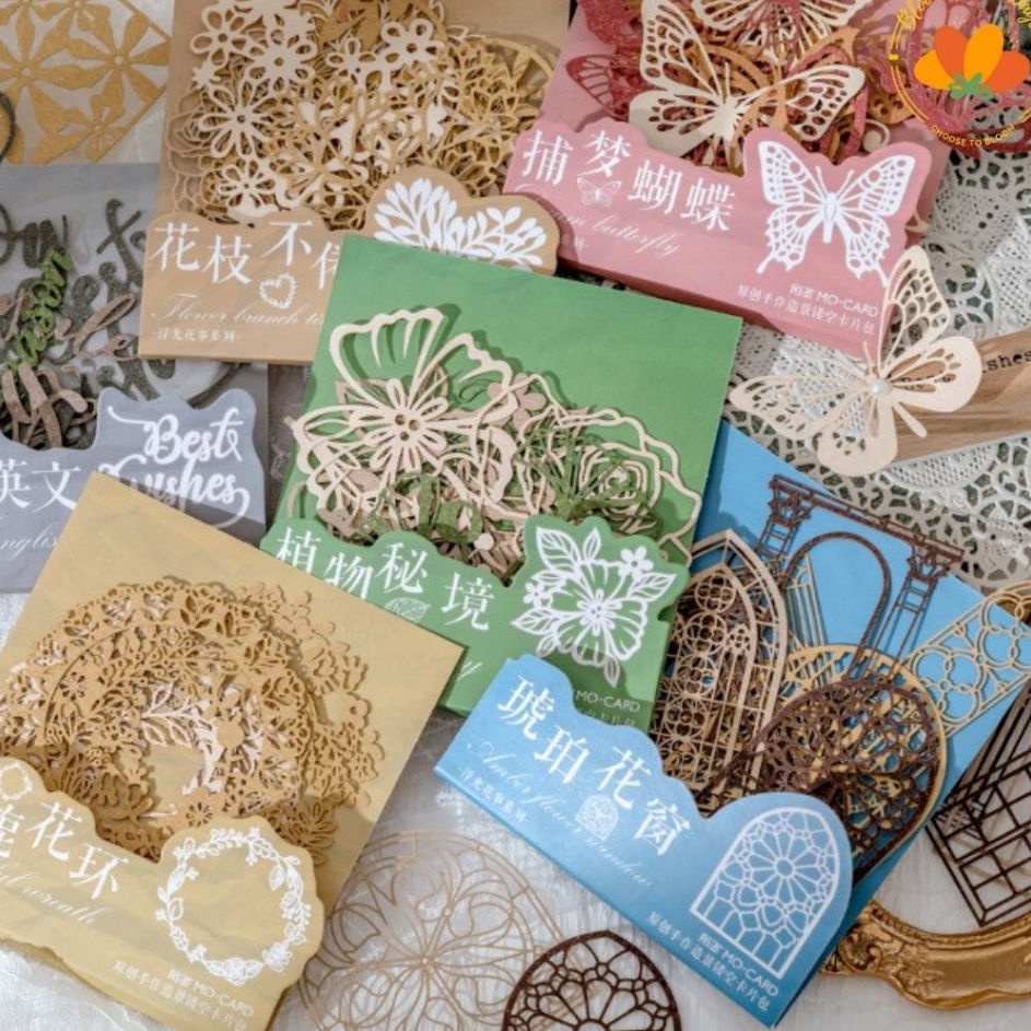 

FG2 1pcs kertas dekorasi flower butterfly die cut paper motif bunga floral vintage frame scrapbooking bingkai deco old retro vintage material paper kumpulan kertas dengan motif old retro vintage