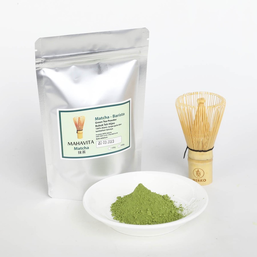

Matcha Mahavita 100g Bubuk teh hijau + Chasen Whisk + Spoon Bambu - Barista