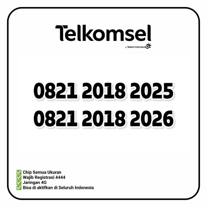(COD) Nomor Cantik Telkomsel Double Tahun Murah 2018 - 2026