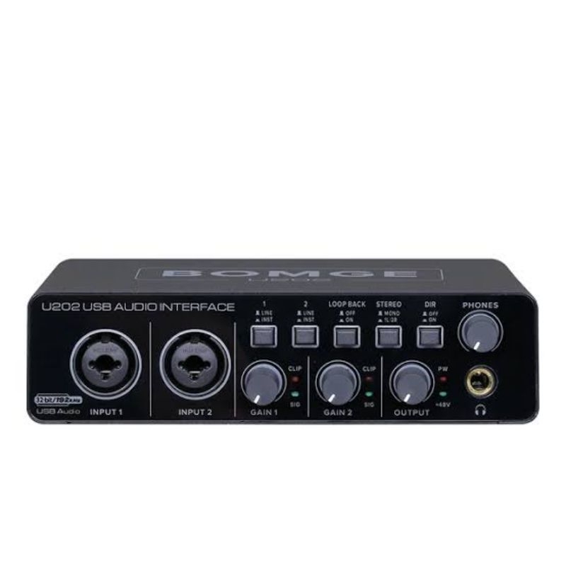 BOMGE U202 USB Audio Interface with Mic Preamplifier XLR/ TSR/TS Ports, 48V,32-Bit/192kHz Resolution