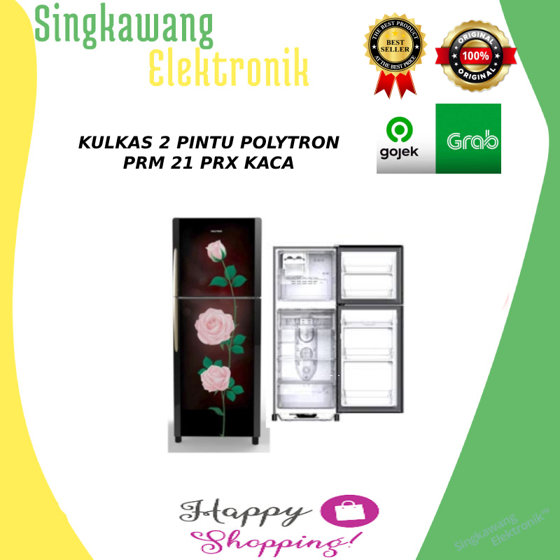 KULKAS 2 PINTU POLYTRON PRM 21 PRX KACA
