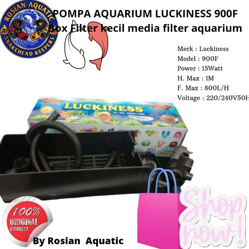 POMPA AQUARIUM LUCKINESS 900F Box Filter Sedang Media Filter Aquarium