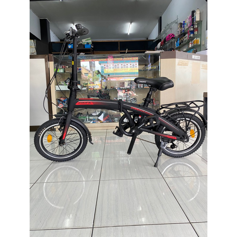 sepeda lipat 16 inci Merk Pacific 2980 HTVB HT VB Folding Bike Seli 7 Speed murah termurah