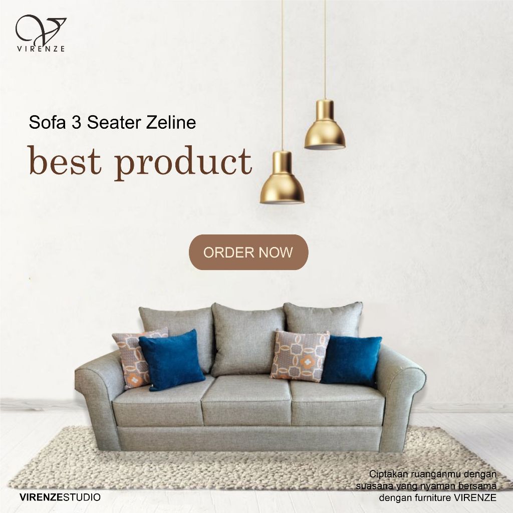Sofa 3 Seater Sofa 3 Seat Zeline Jateng Semarang Solo Boyolali Sragen Jatim Ngawi Yogya dan sekitarn