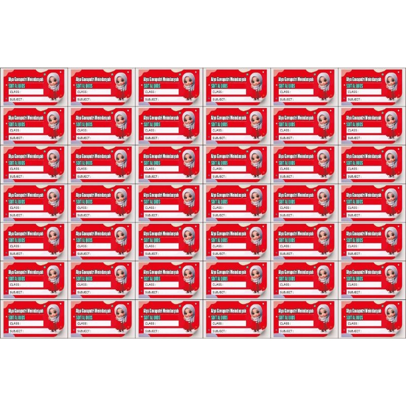 

STIKER NAMA BUKU 42.PCS/COSTUME