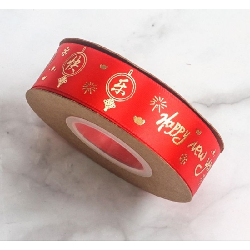 

1 roll (22meter) CNY Ribbon Pita Satin Imlek Poli Emas Timbul Pita Imlek Premium Pita Merah Imlek Pita Gold Imlek Imlek Ribbon Pita Souvenir Imlek Pita Parcel Imlek Pita Box Imlek