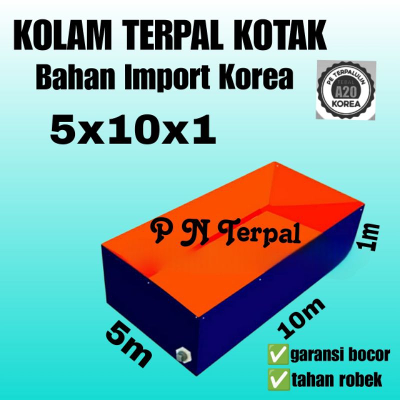 Terpal Kolam Terpal Ikan Kotak A12 A20 5x10x1 Kolam Terpal Bahan Korea Untuk Budidaya Ikan Nila Lele