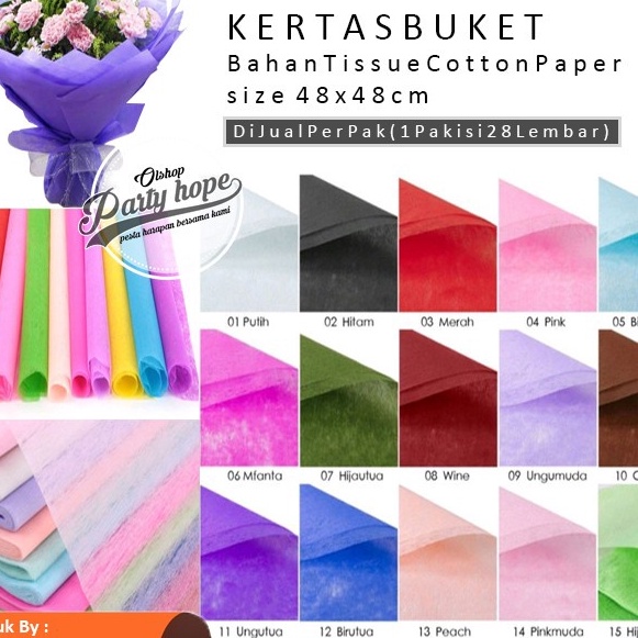 

Hematku isi 28 Kertas Tisu Buket Bunga Tissue Cotton Paper Wrapping Flower bouquet paper