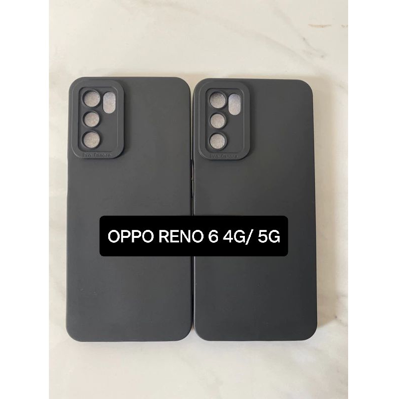 SLICON/CASE FULL BLACK OPPO RENO 6 4G 5G TPU CANDY CASE PRO PELINDUNG CAMERA HITAM POLOS