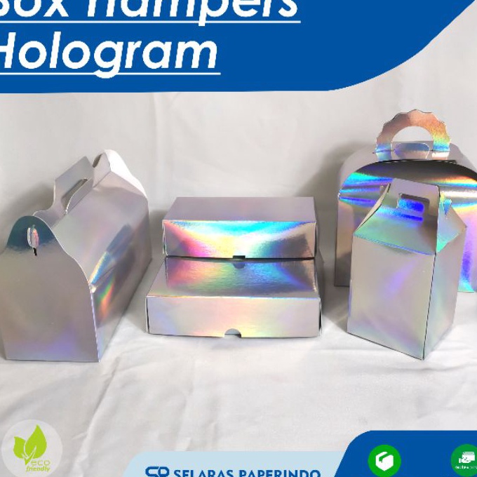 

KF7 ISI 1pcs Box Hologram polos kotak kado hampers murah gift silver hologram custom