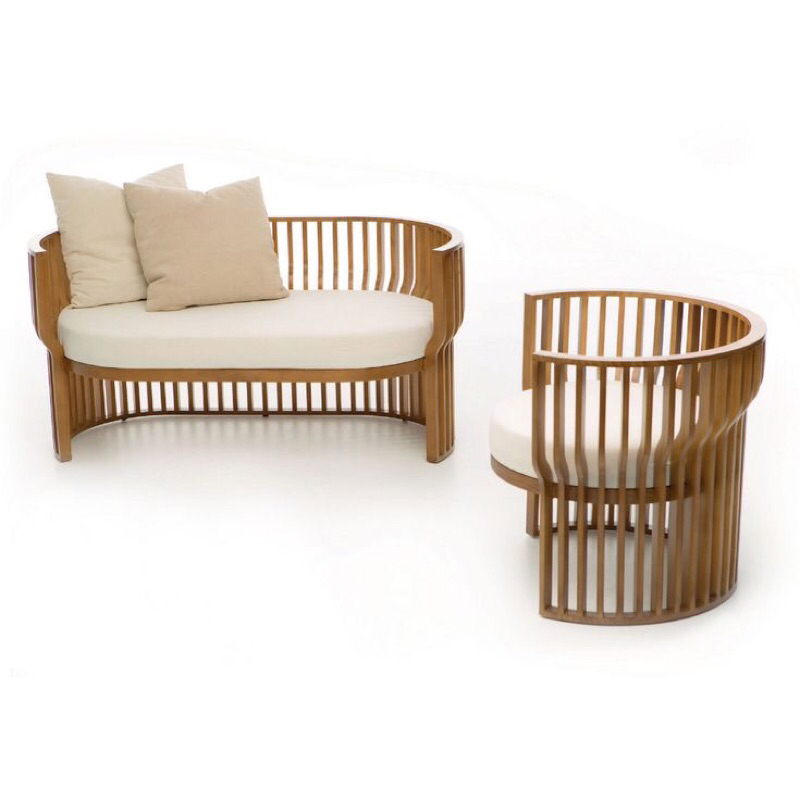 Kursi Sofa Ruang Tamu Jati Minimalis Sofa Santai Modern 2 + 1 Dudukan