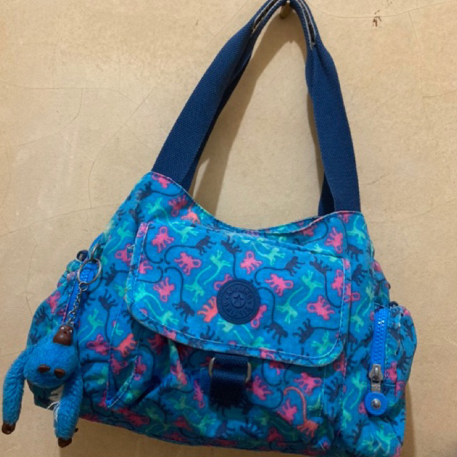 Tas Kipl*ing shoulder bag leopard & biru preloved
