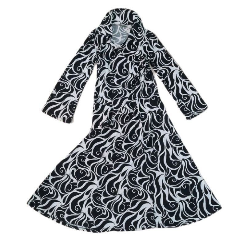 Baju Dress Panjang Wanita Hitam Putih Casual