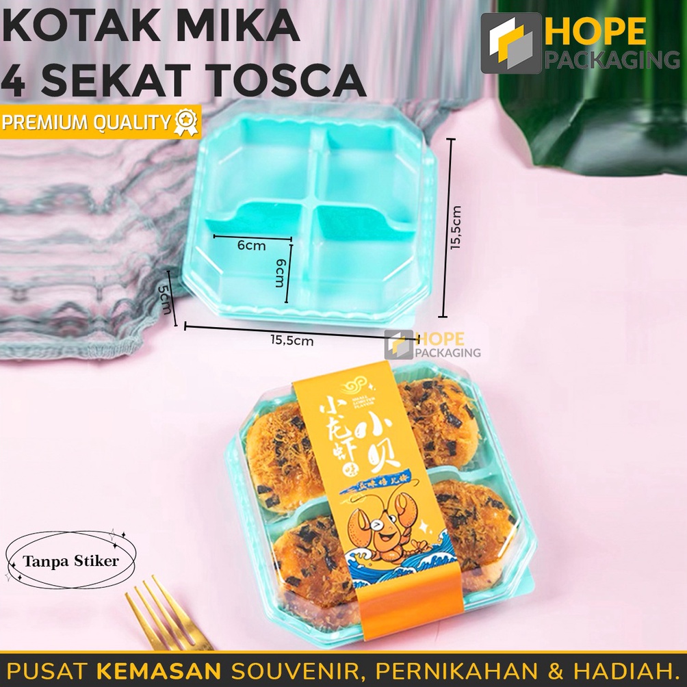 SUPER Harga  5 pcs Kotak Mika 4 Sekat  Tray Mika Mochi  Mika Pudding Mini  Tray Mika Kue Mooncake  K