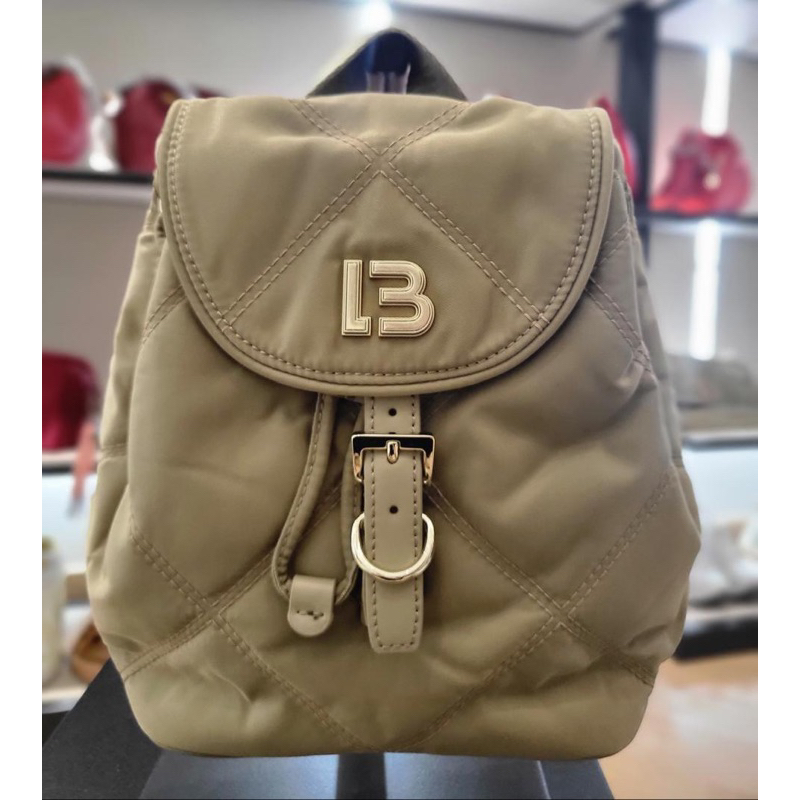 bimba y lola byl SMALL LIGHT KHAKI PADDED NYLON BACKPACK (kurleb 19 x 11 x t 21cm)