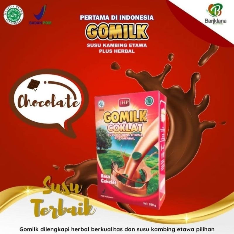 

Gomilk Susu Kambing Etawa plus Herbal 200gr rasa Cokelat