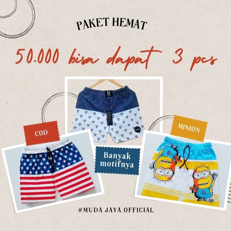 PAKET HEMAT 50rb/3 pcs || Boxer pria wanita pakaian dalam pria kekinian celana pendek pria terbaru t