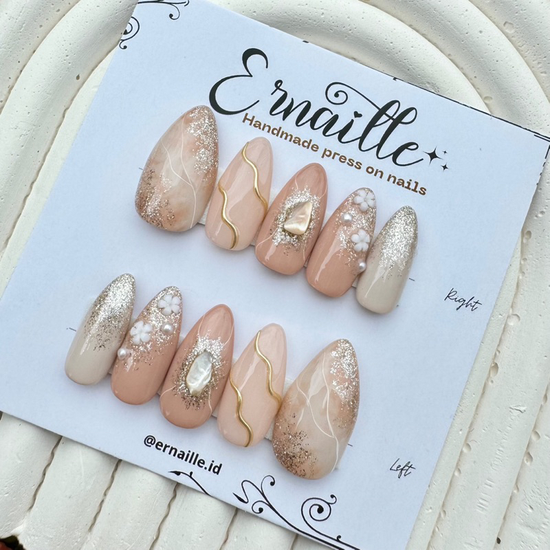 Nude stone | Press on nails | kuku palsu nude | nail art