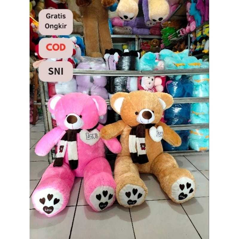 Boneka teddy bear love boneka beruang jumbo 1 meter boneka beruang besar boneka 2 meter boneka besar