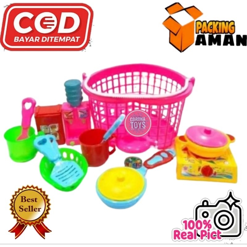 Promo Wjs221 Mainan Murah Anak Masak Masakan + Keranjang / Mainan Kitchen Set / Mainan Anak Masakan Dapur