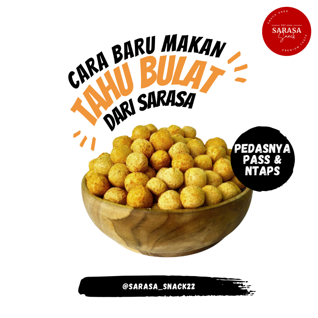 

Sarasa Snack Tahu Bulat Mini Kering Rasa Pedas Gurih Kedelai Asli 200 Gram