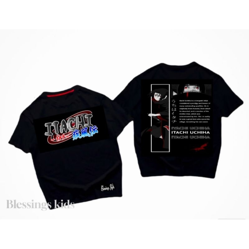 kaos anak /kaos hitam anak laki laki motif gambar  Itachi /kaos distro /kaos distro anak /kaos anak 