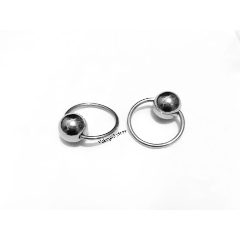 ball 8mm anting piercing orbital putih tusuk tindik barbel bandulan titanium pria & wanita