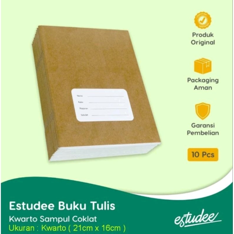 

Buku Tulis Estudee A5 Kwarto 58 lembar sampul coklat isi 10bk