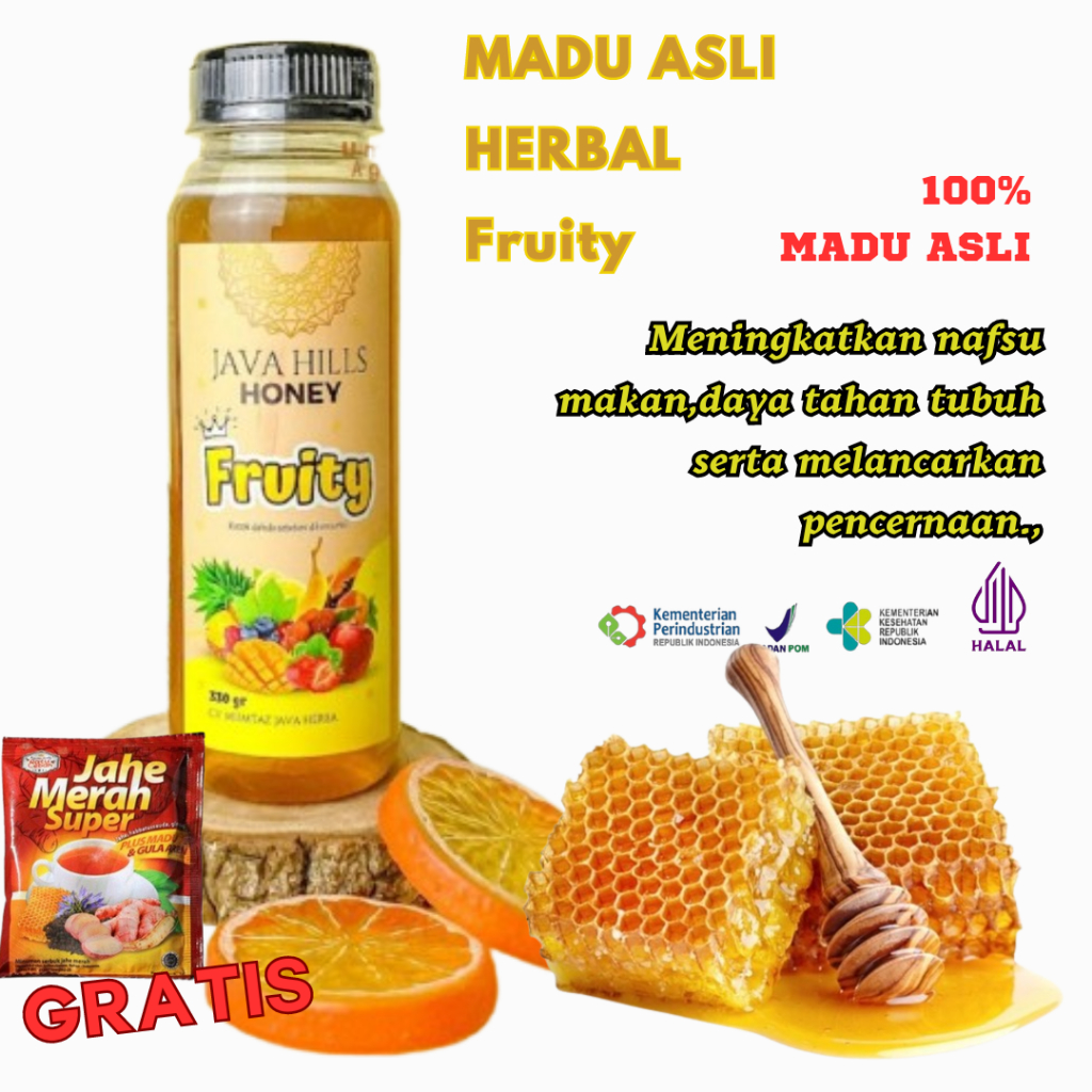 

MADU FRUITY PENAMBAH NAFSU MAKAN DAYA TAHAN TUBUH IMUNITAS MENAIKAN BERAT BADAN RASA BUAH ALAMI