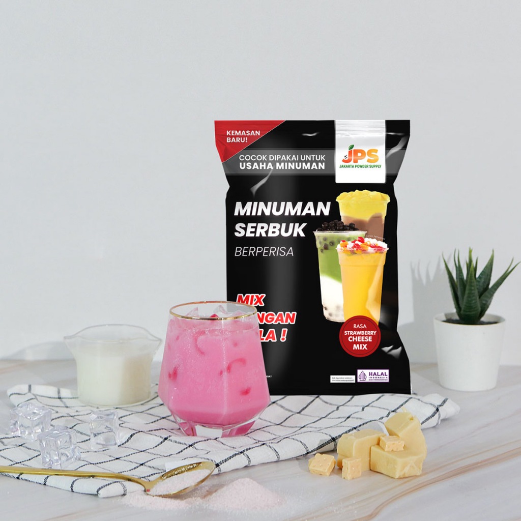 

JPS Mix Strawberry Cheese 1 kg Bubuk Minuman Dengan Gula / Serbuk Instan Berperisa Stoberi & Keju