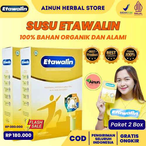 

ETAWALIN 2 BOX ORIGINAL - ETAWALIN SUSU SENDI DAN TULANG ASAM URAT PEGAL LINU RASA JAHE COD 200 GRAM