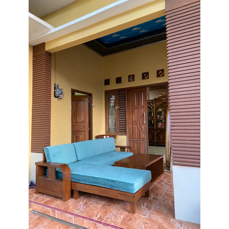 kursi tamu bahan kayu jati tpk perhutani sudah termasuk jok kain bisa request
