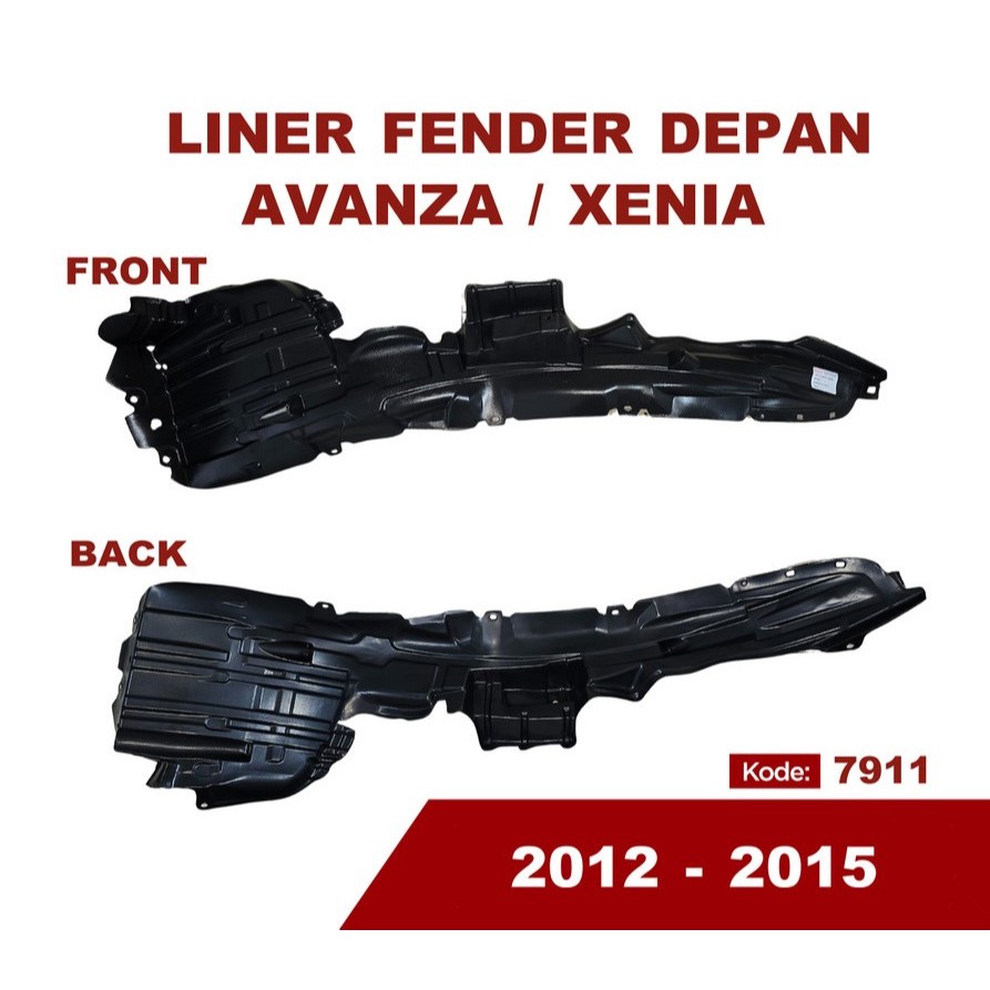 7911 Liner Fender Spakbor Depan Avanza Xenia 2012 2013 2014 2015