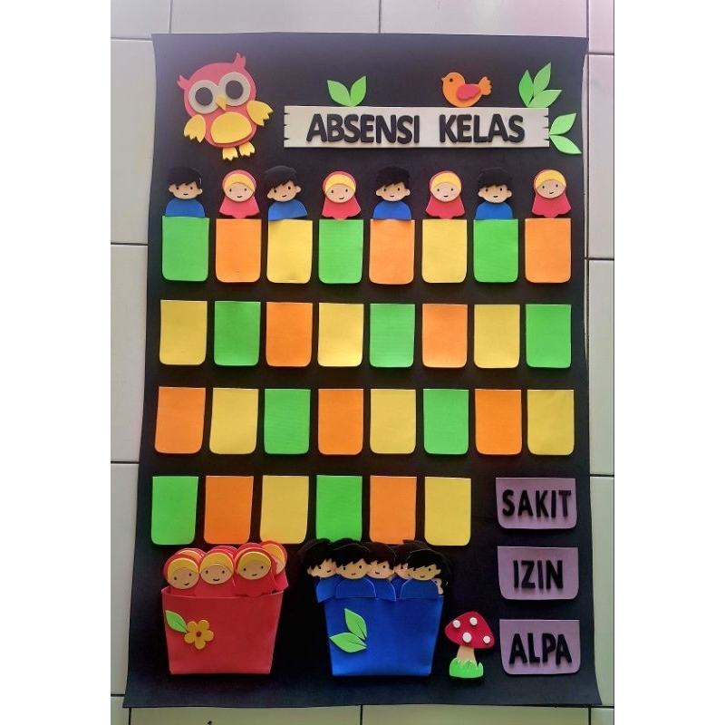 

PAPAN ABSENSI KREATIF UK 60×90 CM KAPASITAS 30 SISWA