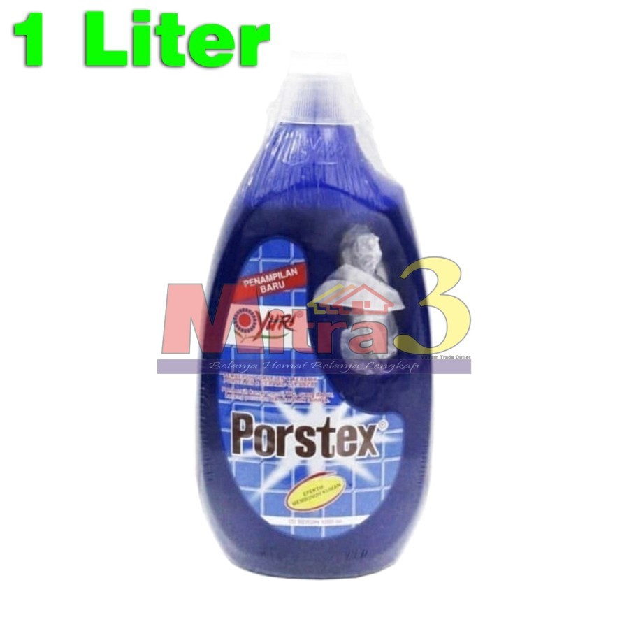 Yuri PORSTEX Biru 1L Cairan Pembersih Noda Keramik Kamar Mandi 1000ml