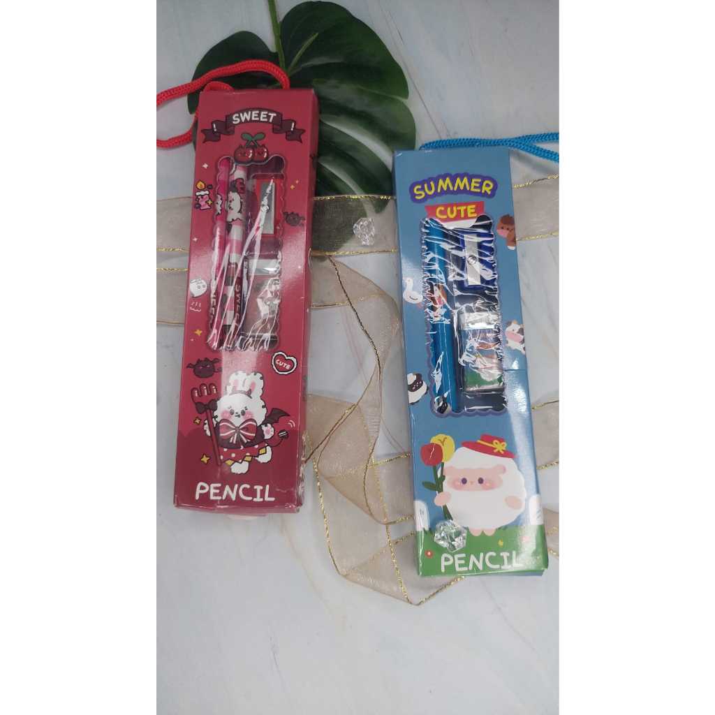 

Stationery Set 5 in 1 / Set Alat Tulis Sekolah / Stationary Set 5in1 Beli 1 dapat 5 (2 Pensil, Penggaris, Penghapus, Serutan) Alat tulis anak sekolah Lucu Bagus Murah