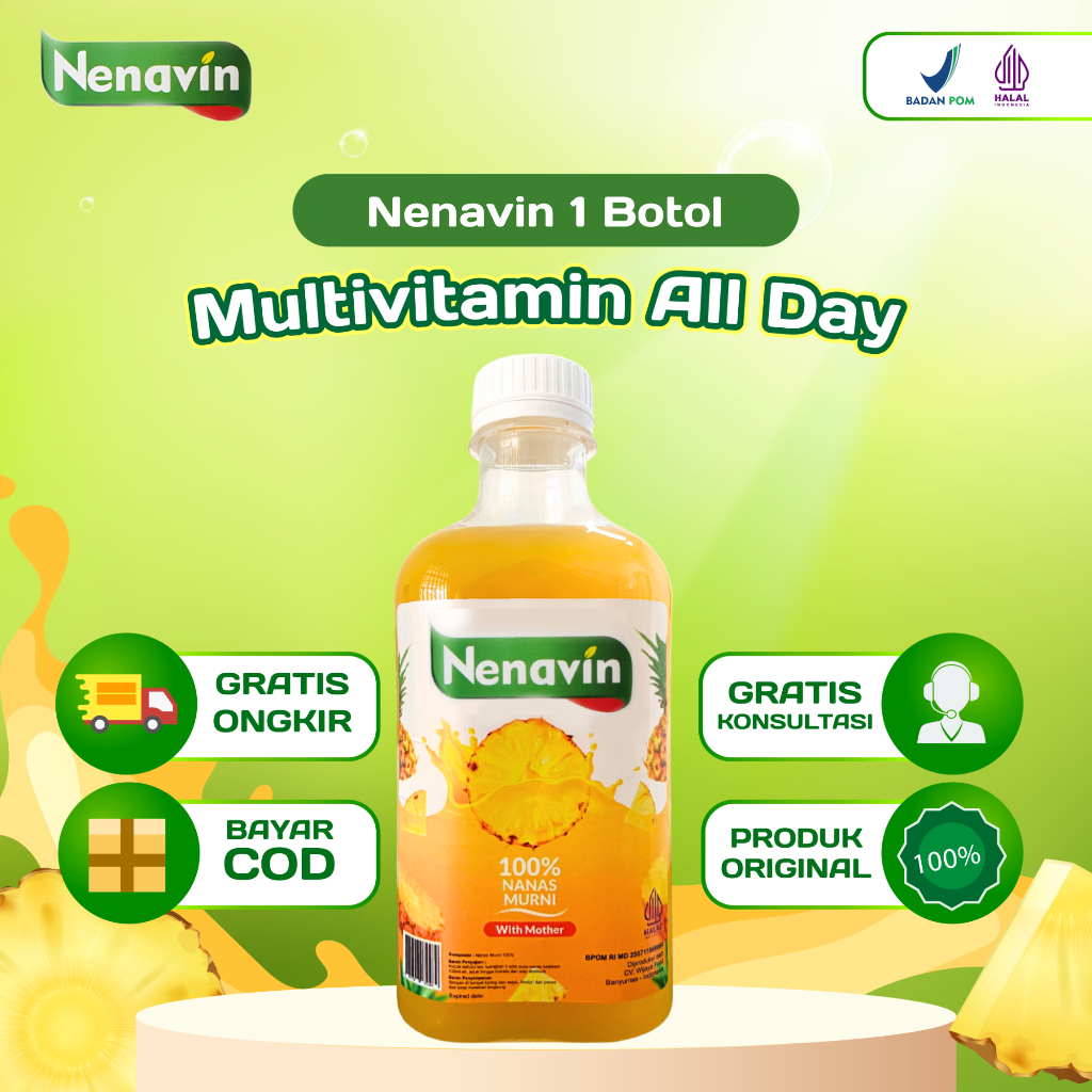 

NENAVIN 1 BOX - Cuka Nanas Kesehatan Untuk Atasi Diabetes - 100% Sari Nanas - Halal & BPOM - Cegah Kanker - Menurunkan Kolesterol - 1 Box