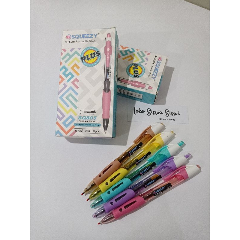 

SQUEEZY PEN Pulpen gel Tekan GP-SQ805 BLACK(1pak isi 12pcs)
