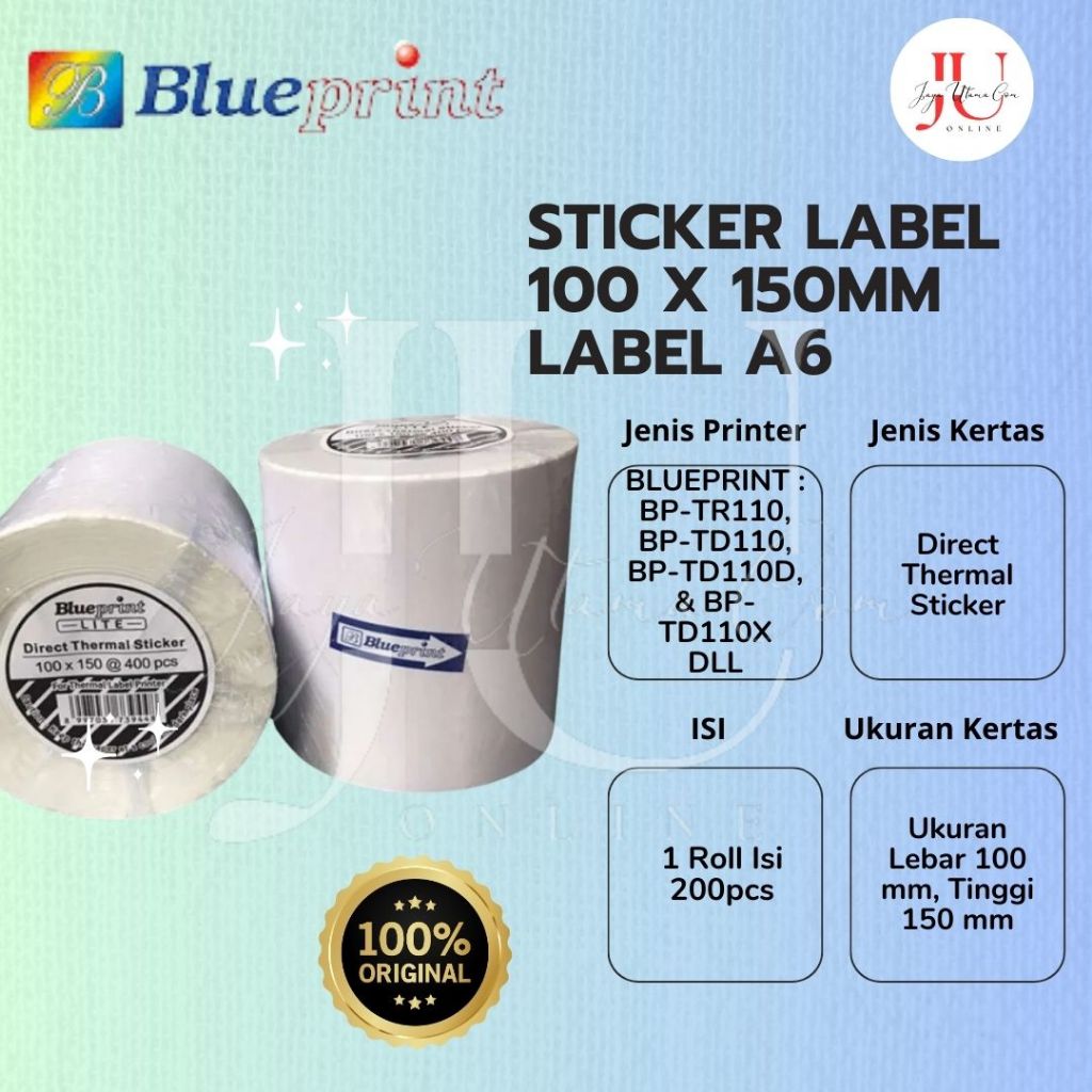 

Blueprint Stiker Label A6 100 x 150mm 1 Roll Isi 200 Sticker Direct Thermal Sticker Label A6 Online Shop Barcode 100x150