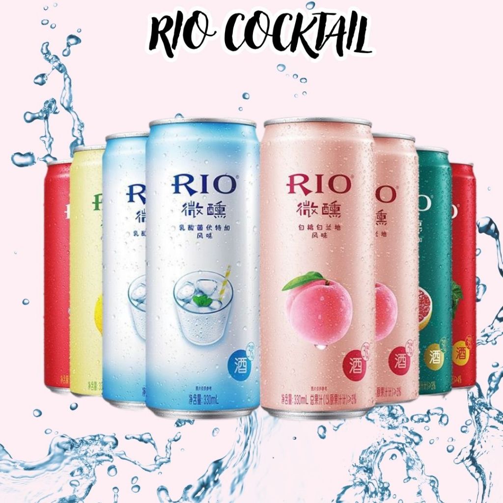 Minuman Cocktail 3% RIO Soda Kaleng Botol Ramping 330 ml Rasa Buah Asli Segar Markisa Lecy Anggur Le