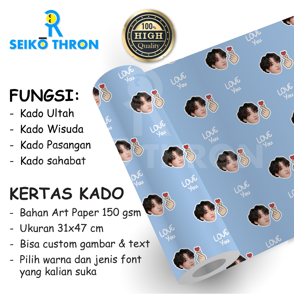 

Kertas kado wajah Custom ukuran 31 x 47 cm A3+