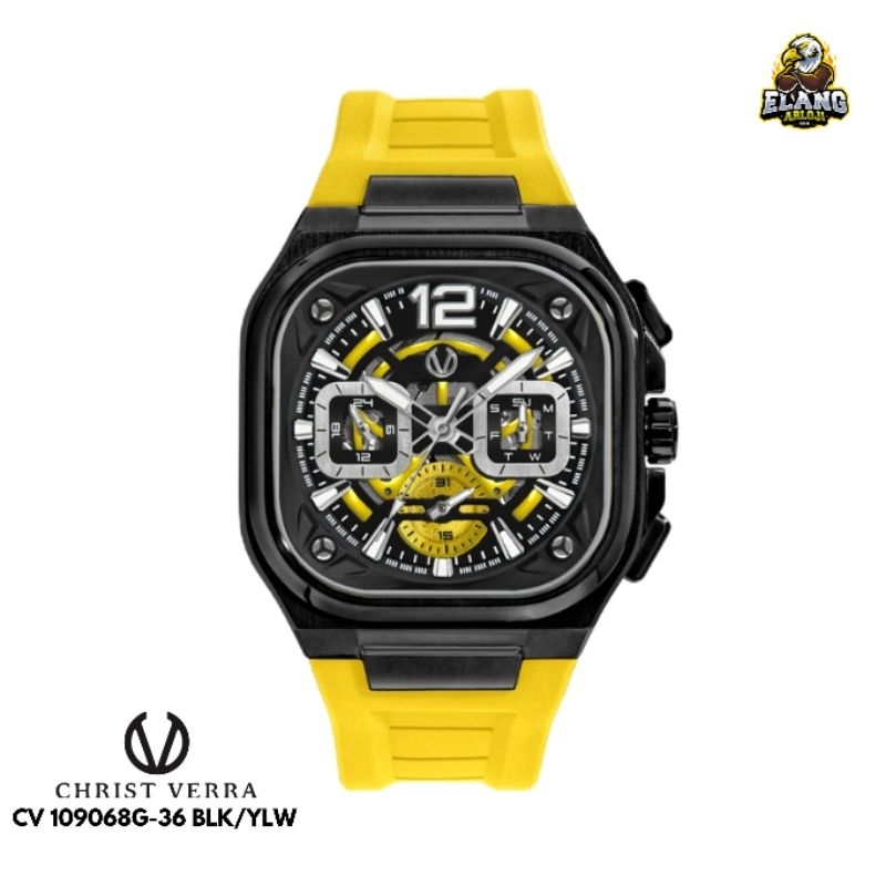 JAM TANGAN PRIA CHRIST VERRA CV 109068G-36 BLK/YLW ORIGINAL