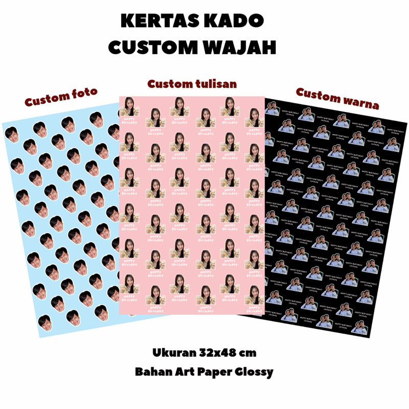 

Kertas Kado Custom Muka Suka Suka | Min 2 pcs