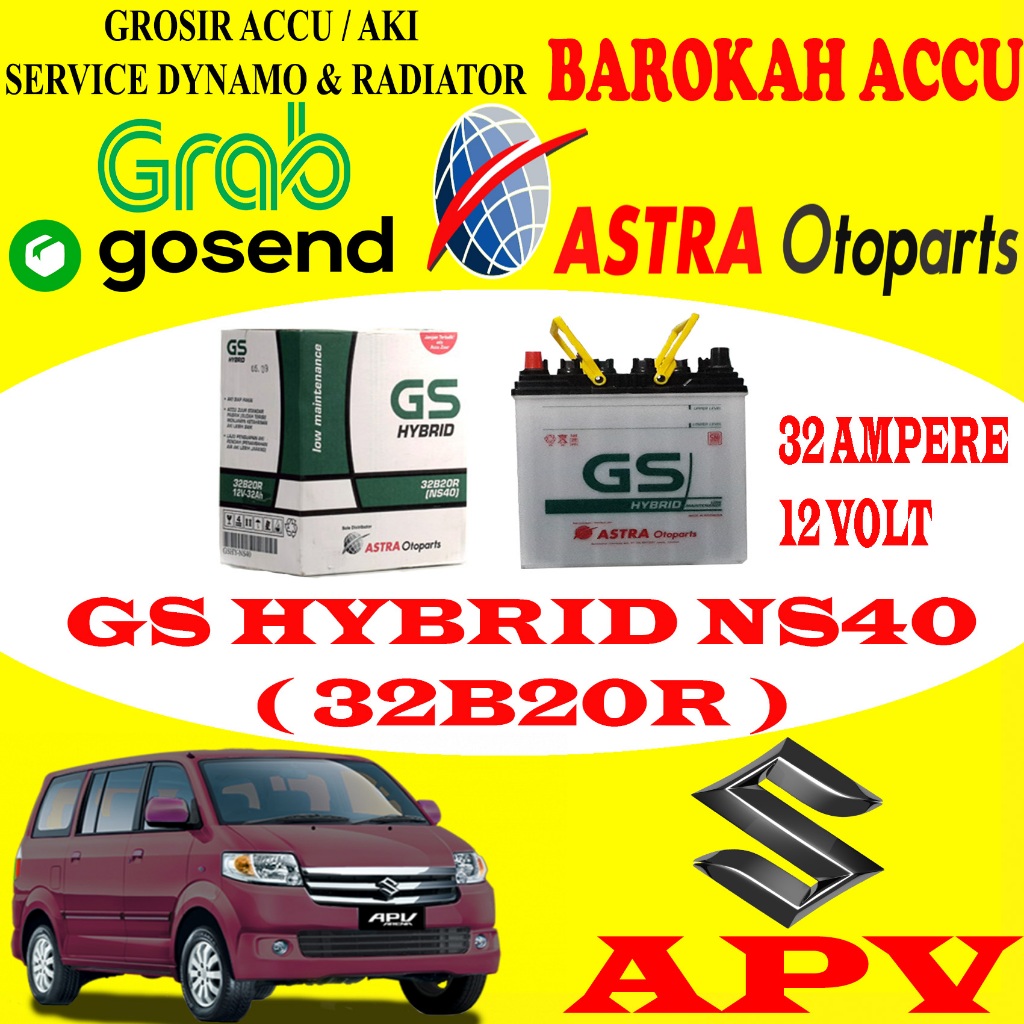 AKI MOBIL SUZUKI APV GS HYBRID NS40 / 32B20R , 32 AH ASTRA OTOPARTS