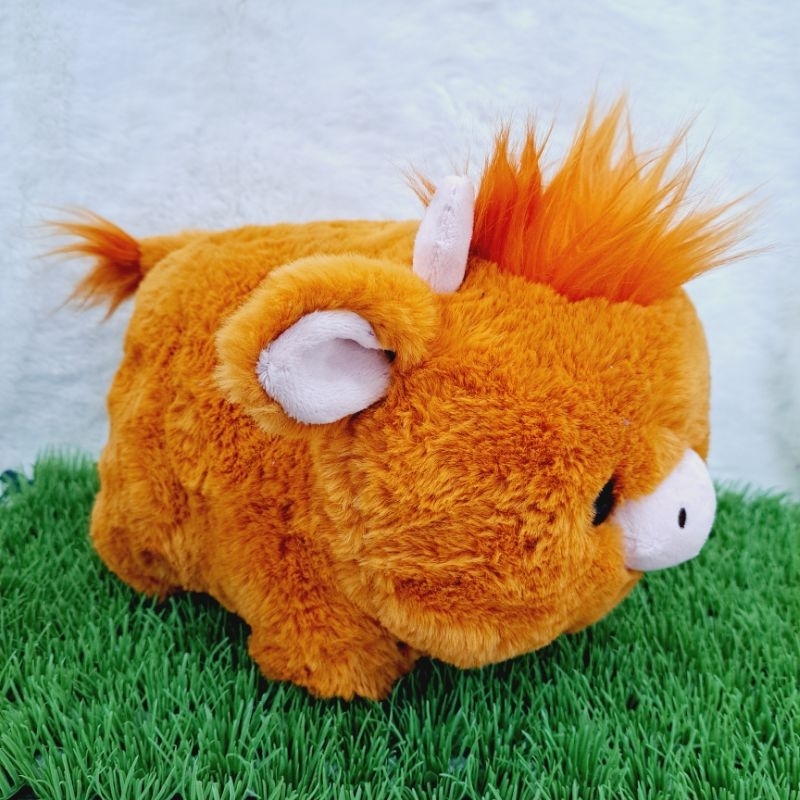 Boneka Kerbau Coklat Oren Boneka Kerbau Gembul L Boneka Kerbau Tanduk Putih