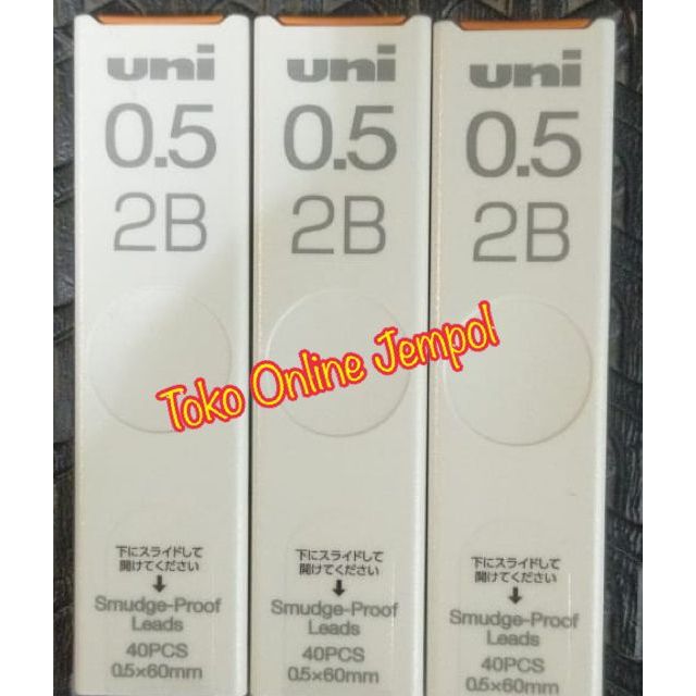 

isi pensil mekanik 0.5 2B mitsubishi uni JAPAN isi ulang refill mechanical pencil isi 40 leads ATK0524UN