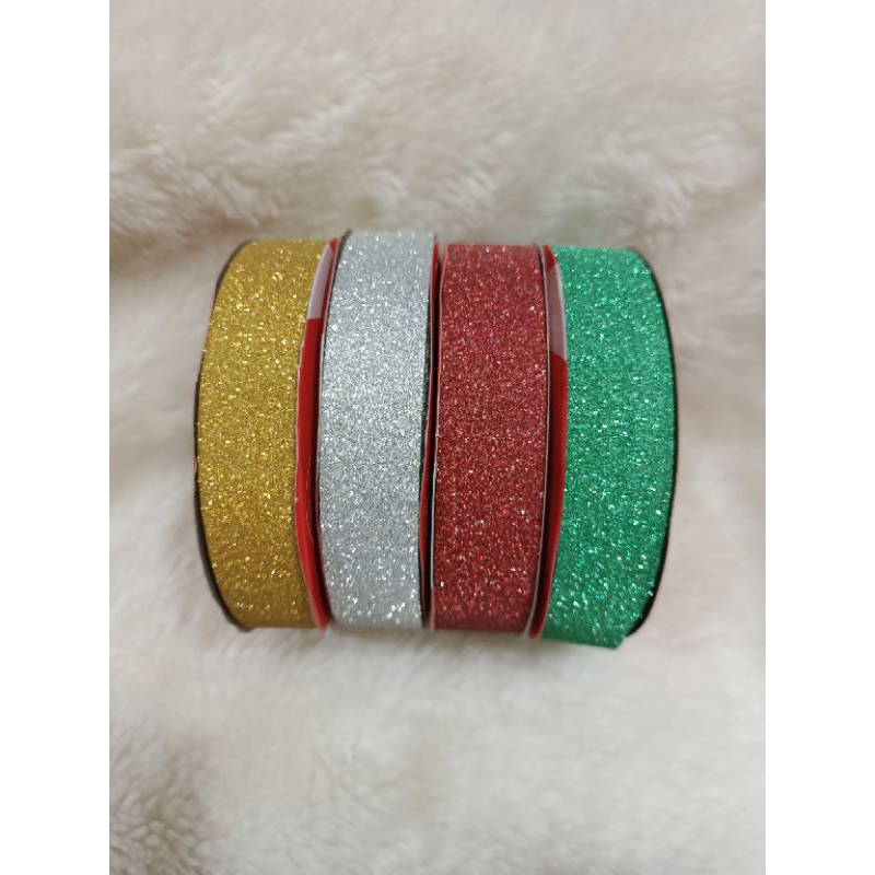 

Pita kado plastik jepang glitter 2 cm rol