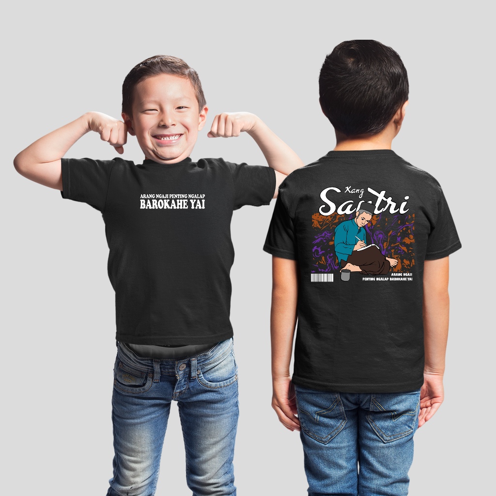 Kaos anak dakwah santri depan belakang motif KANG SANTRI VERSI 1