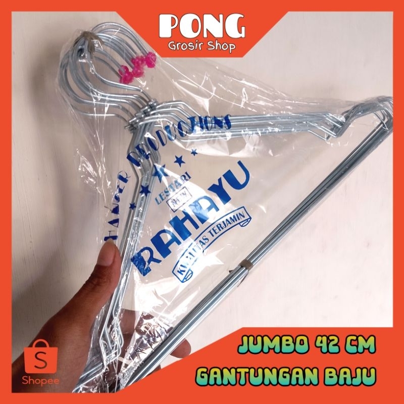 Hanger Baju Gantungan Baju Kawat Hanger Stainless JUMBO 1 lusin 12 pcs